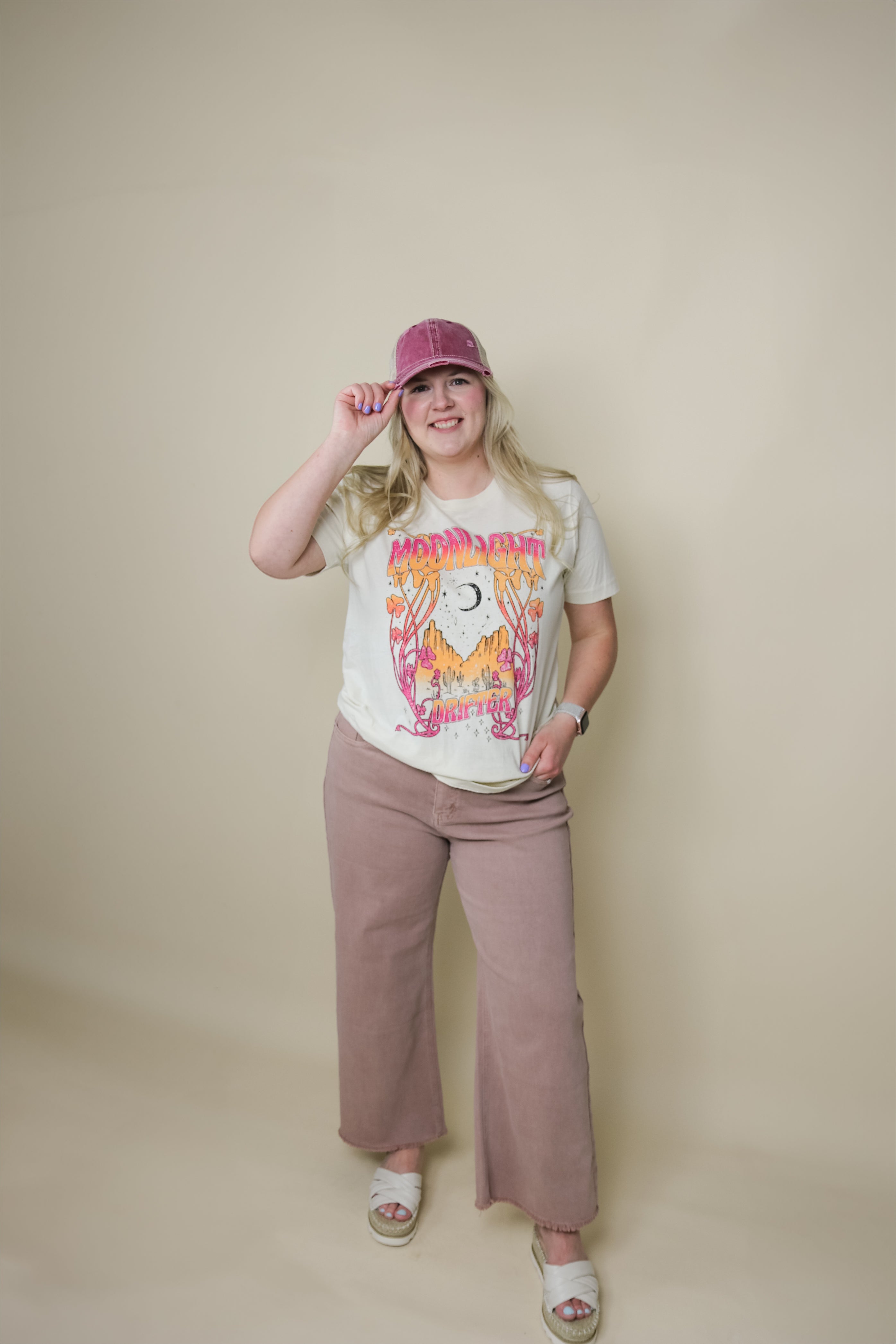 High Rise Crop Wide Leg Jean jeans Tea n Rose- Tilden Co.