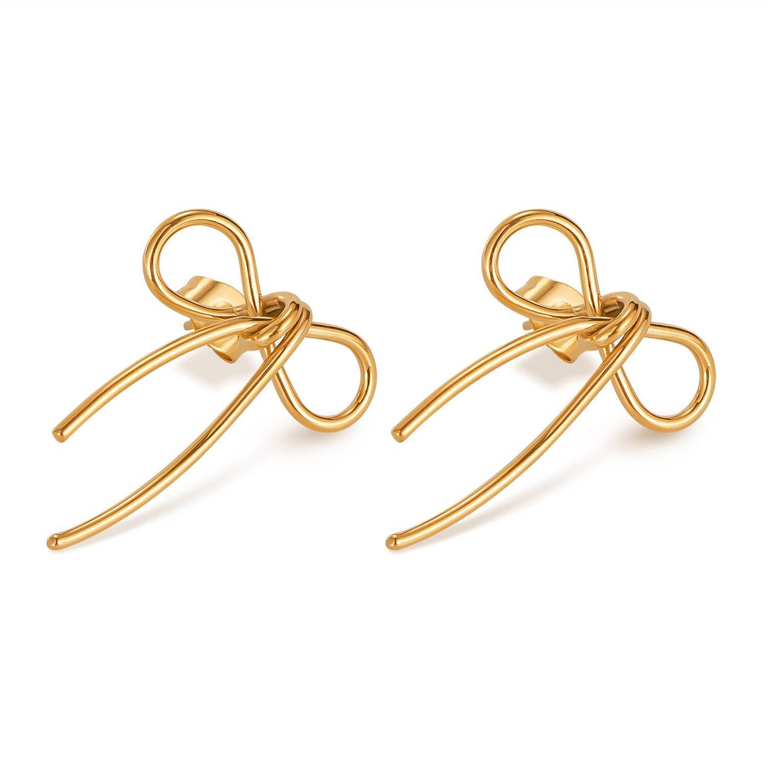 18K Stainless Steel Bow Earrings JOSSLYN by wall to wall- Tilden Co.