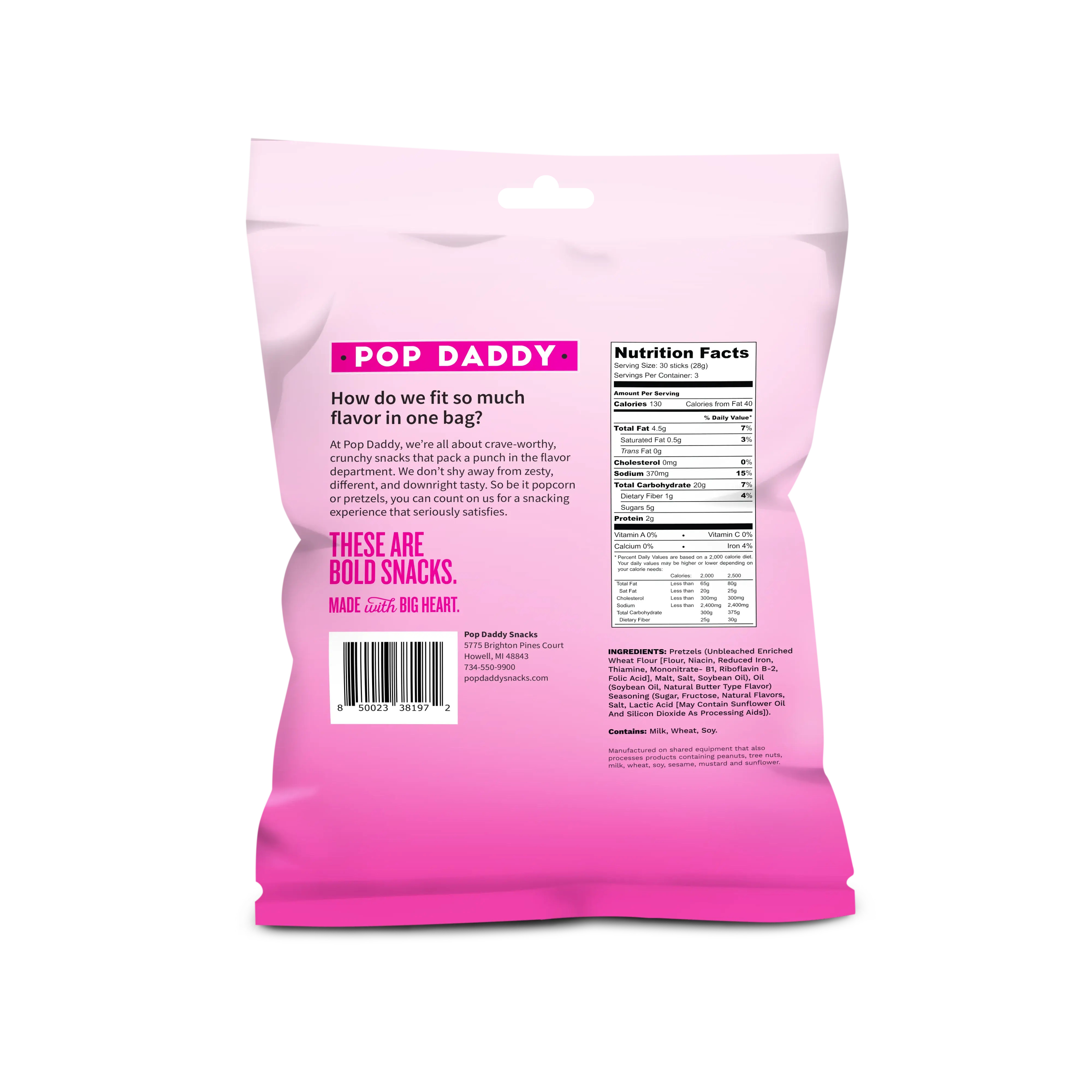 Birthday Cake Seasoned Pretzels (Limited Edition) 3.0 oz Pop Daddy Snacks- Tilden Co.