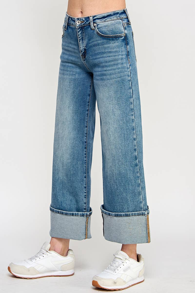 Mid Rise Cuffed Jeans Jeans SAIGE DENIM- Tilden Co.