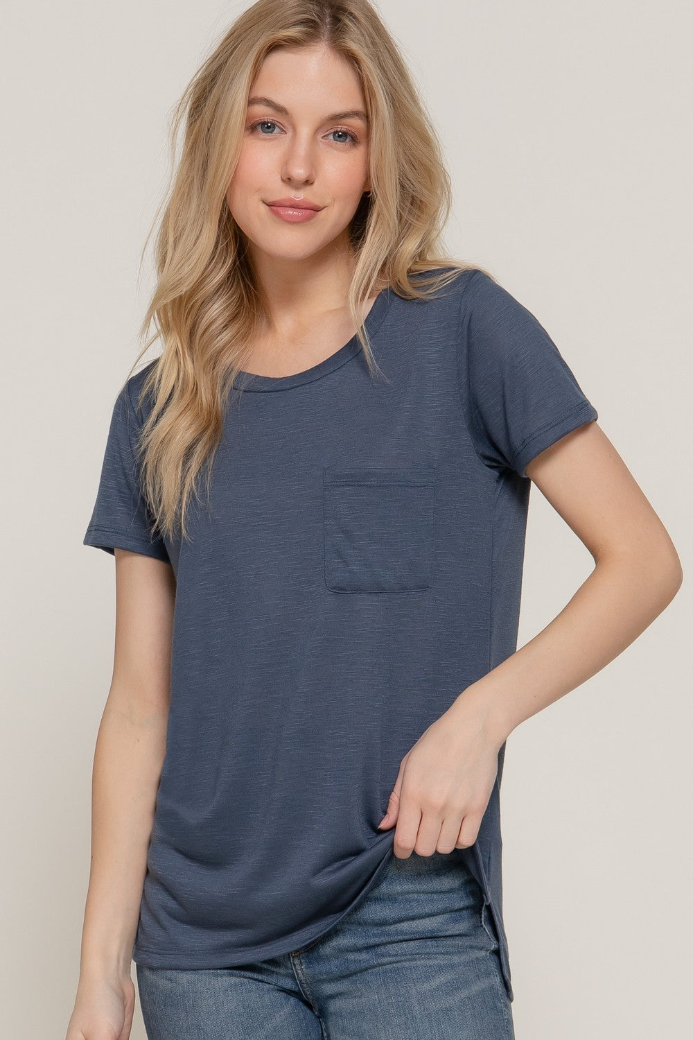 Basic Slub Knit Tee with Pocket Shirts & Tops Active Basic- Tilden Co.