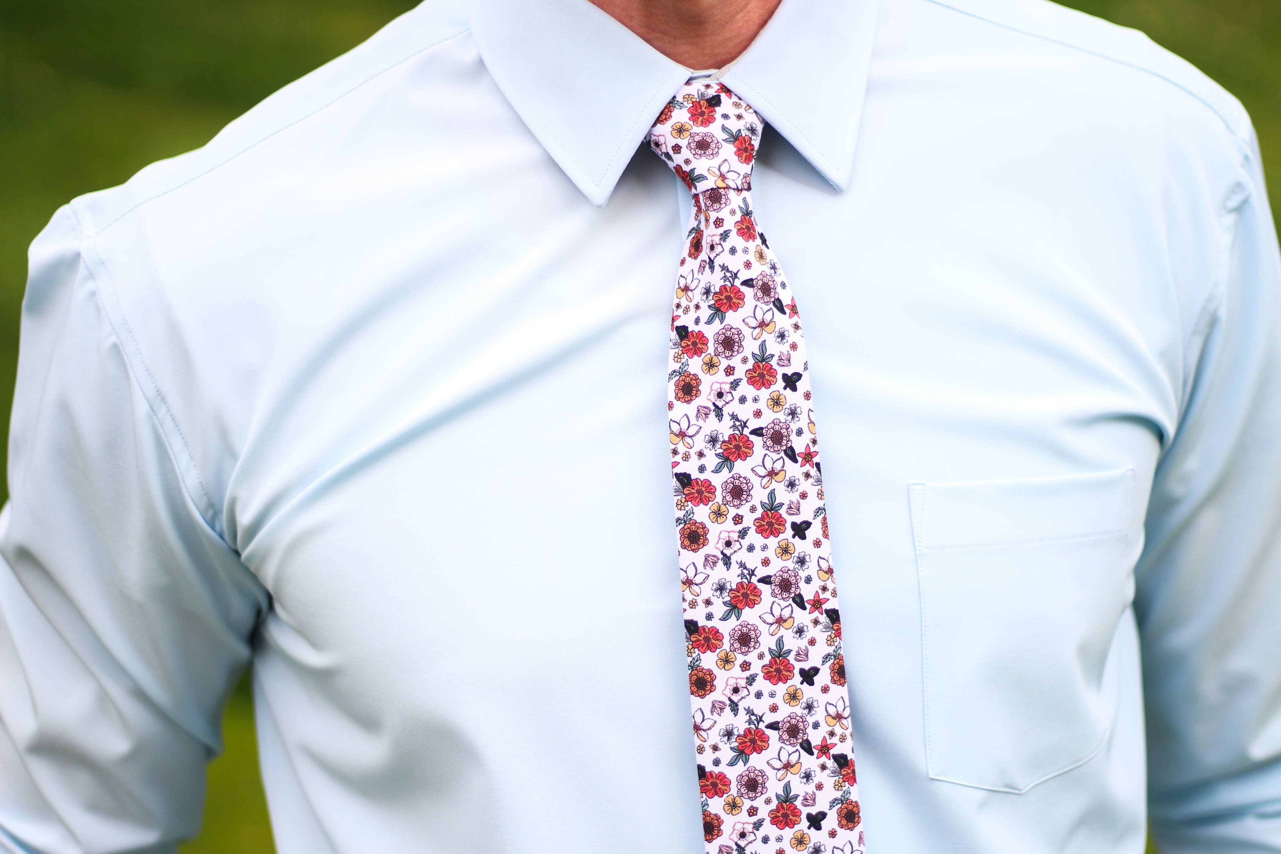 Alice - Vintage White Floral Tie necktie Tough Apparel- Tilden Co.