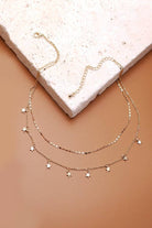 DELICATE DOUBLE LAYER STAR DROP NECKLACE | 47N19411 necklace JOSSLYN by wall to wall- Tilden Co.