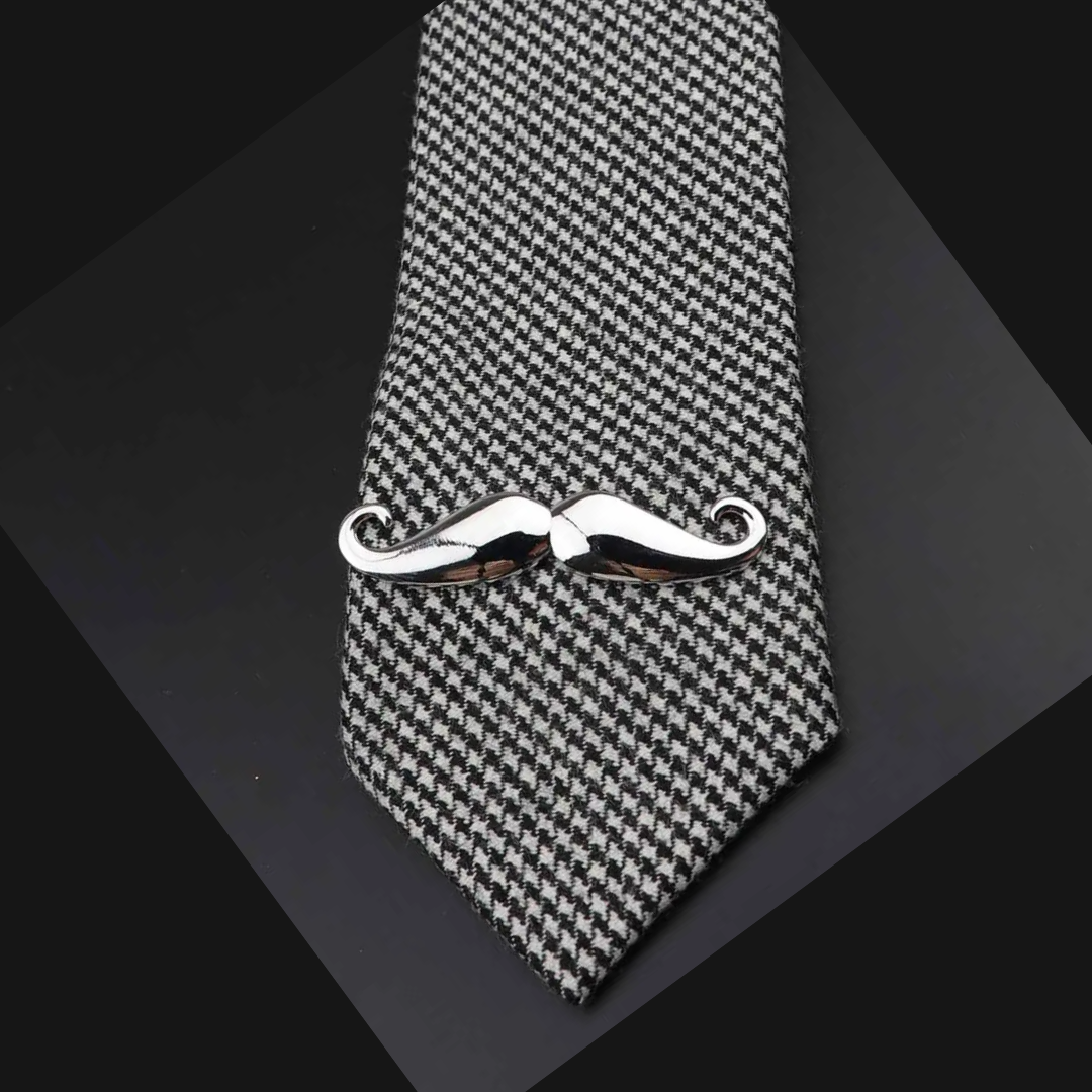 Silver Mustache Silver Silver  tie clip Tie Mood- Tilden Co.