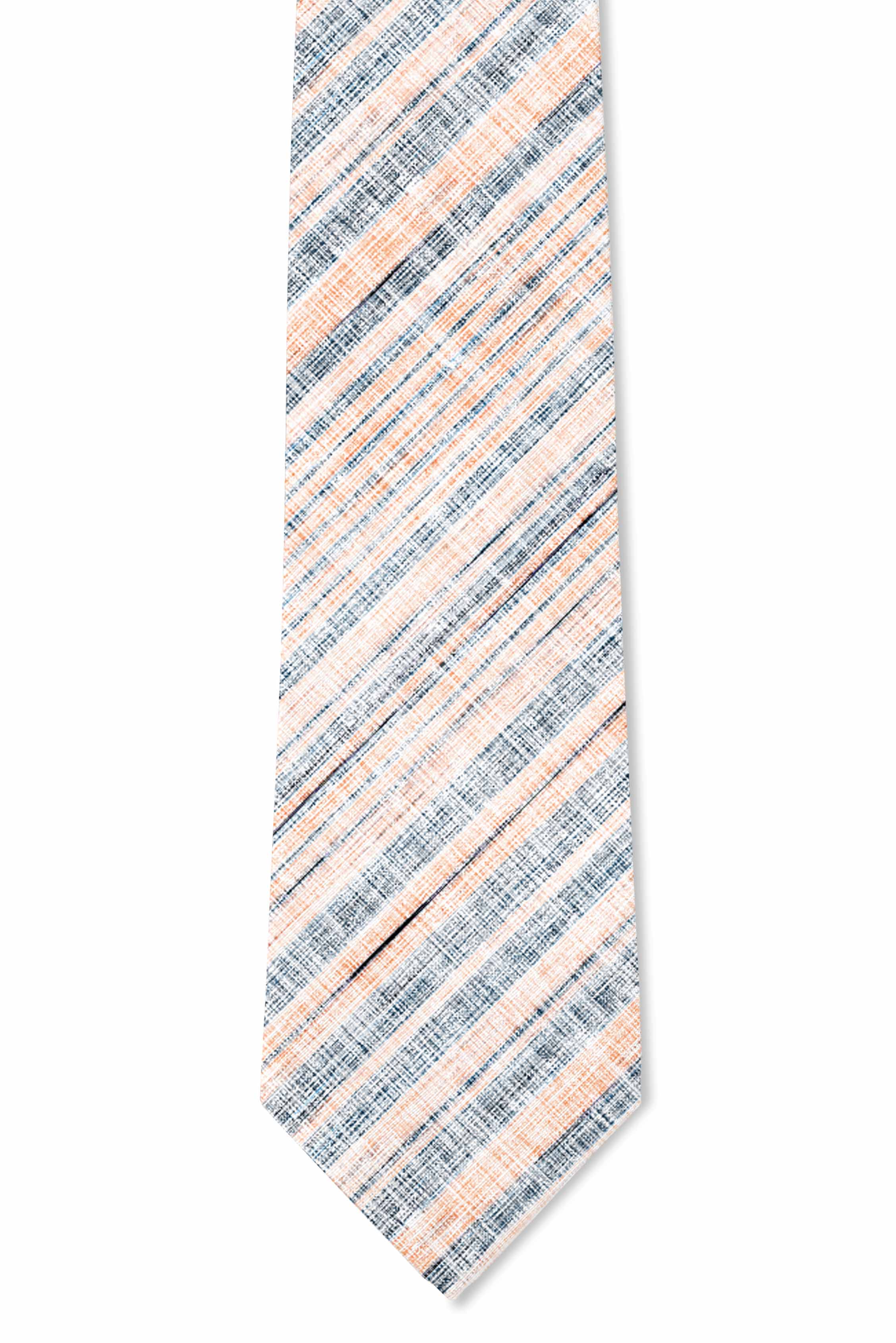 Sea Breeze - Orange White Texture Stripe Tie necktie Tough Apparel- Tilden Co.