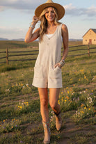 Ecru Textured Overall Romper Small Small Jumpsuits & Rompers Sewn and Seen- Tilden Co.