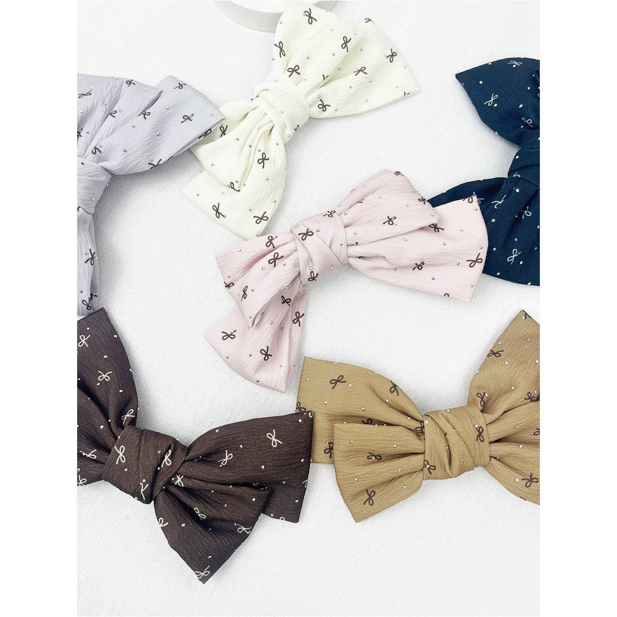 Bow Print Double Layered Bow Clips Love and Repeat- Tilden Co.