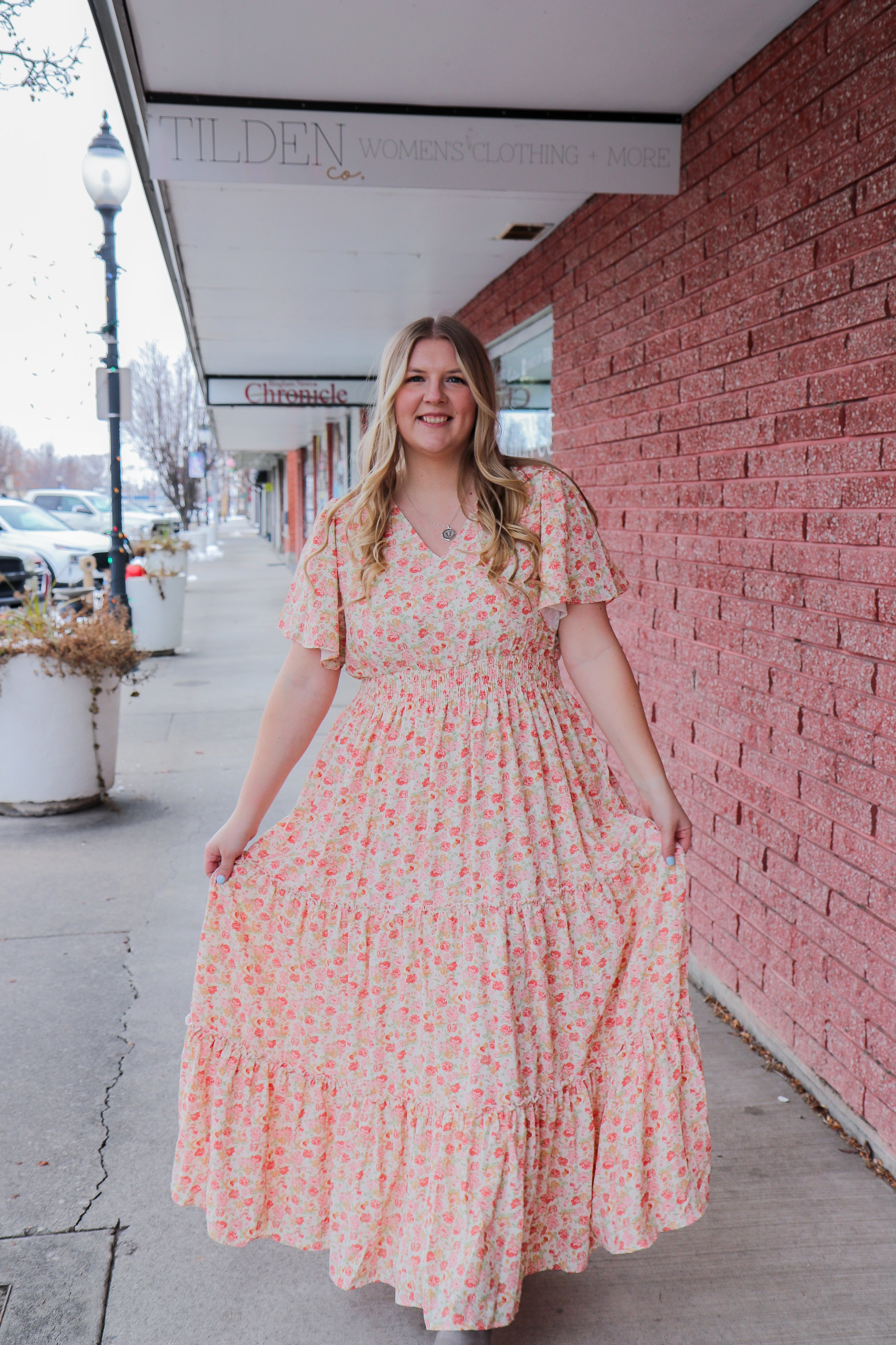 The Eden Dress in Honeydew Rose maxi dress Mikarose- Tilden Co.