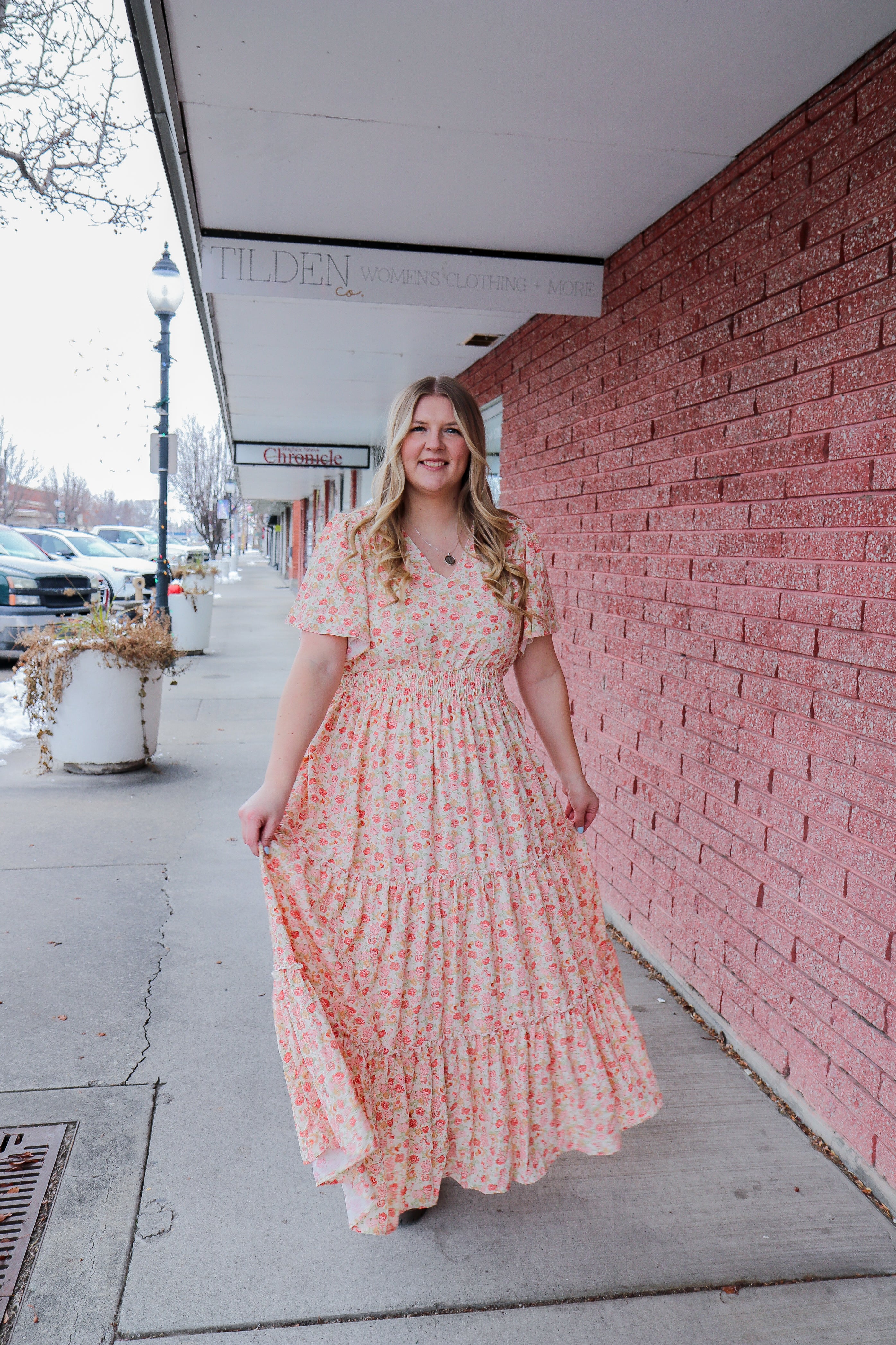 The Eden Dress in Honeydew Rose maxi dress Mikarose- Tilden Co.