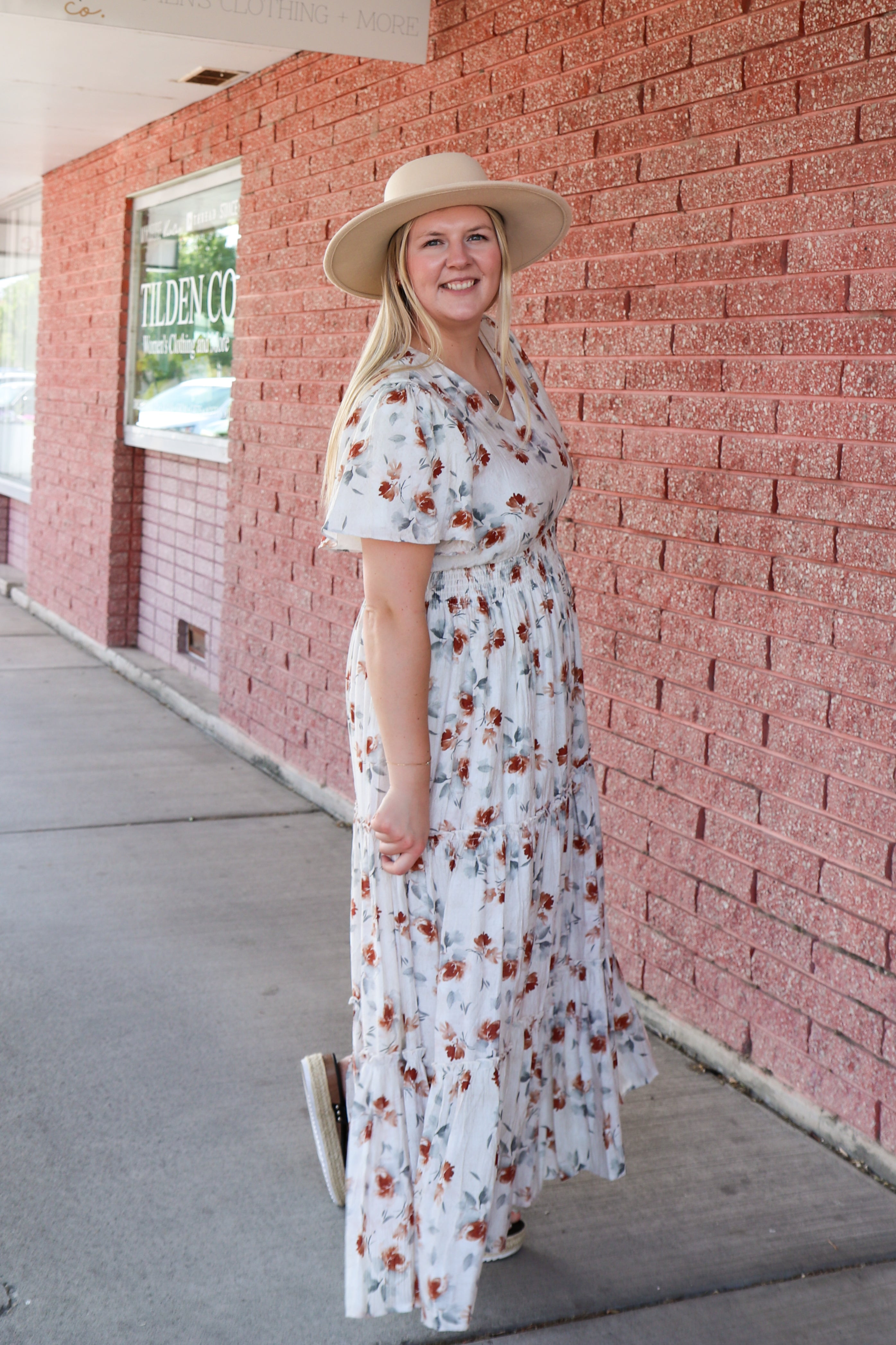 The Eden Dress in Copper Blossom Shirts & Tops Mikarose- Tilden Co.