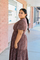 The Eden Dress in Cocoa Ditsy    Knee Length Dress Mikarose- Tilden Co.