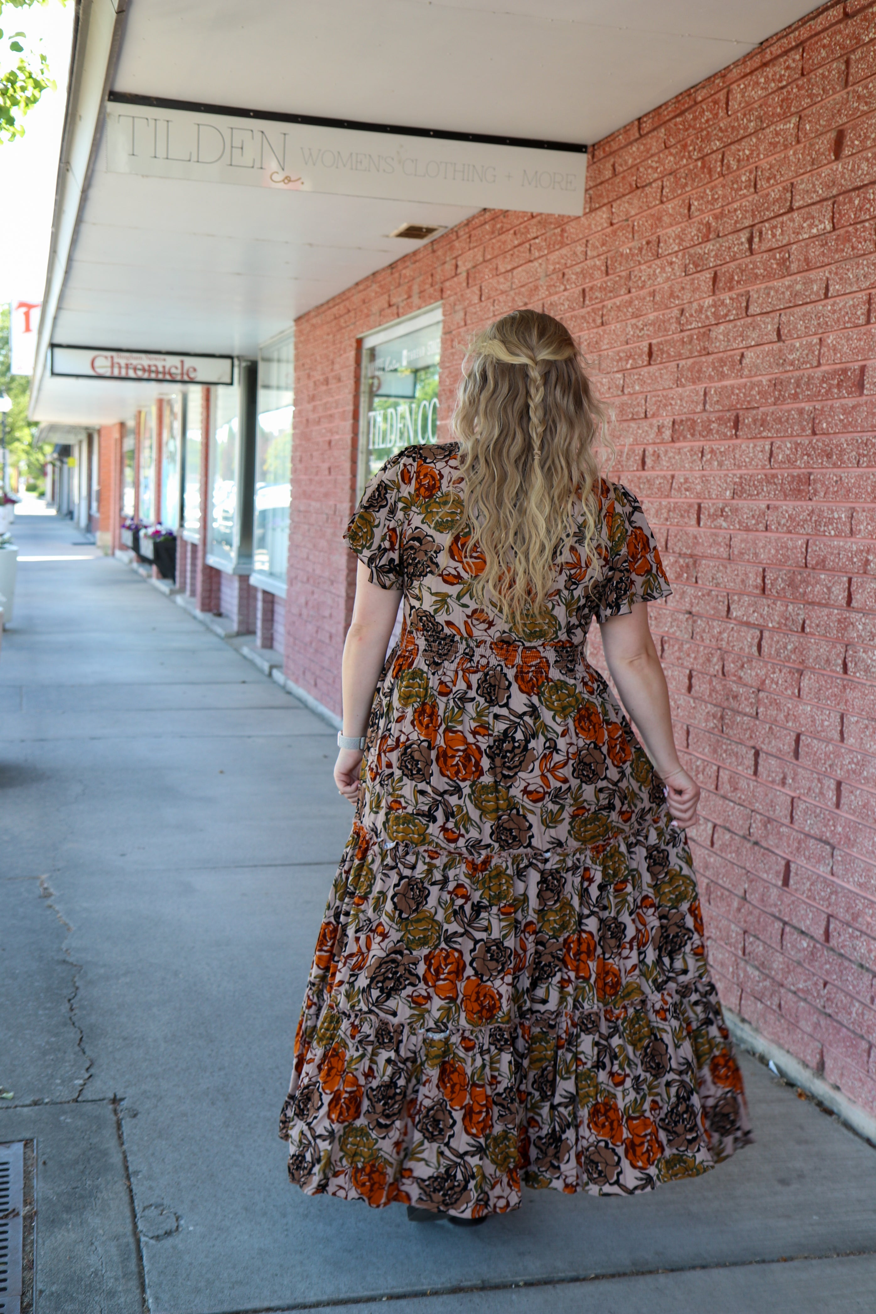 The Eden Dress in Fall Petalwork Shirts & Tops Mikarose- Tilden Co.