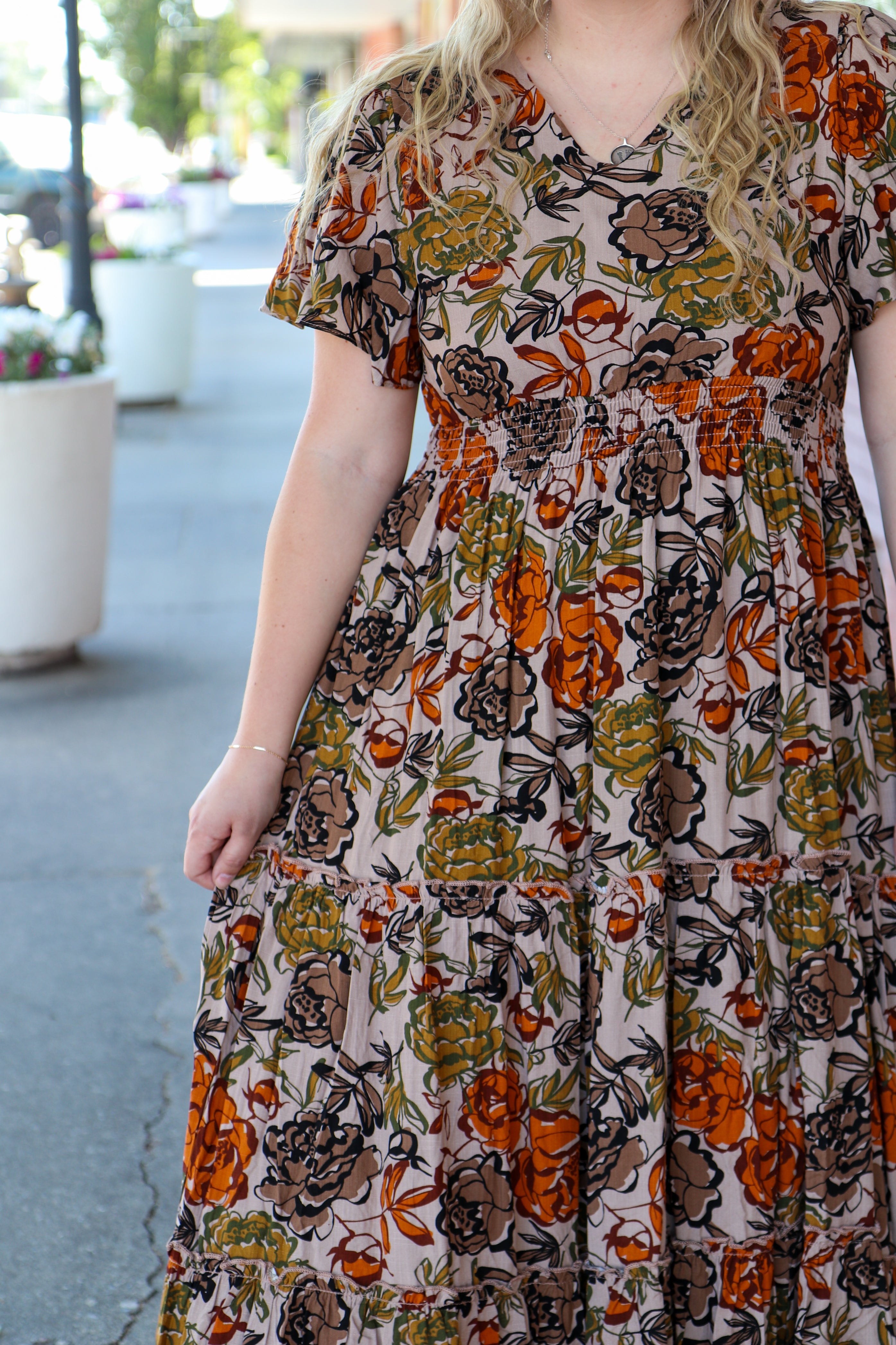 The Eden Dress in Fall Petalwork Shirts & Tops Mikarose- Tilden Co.