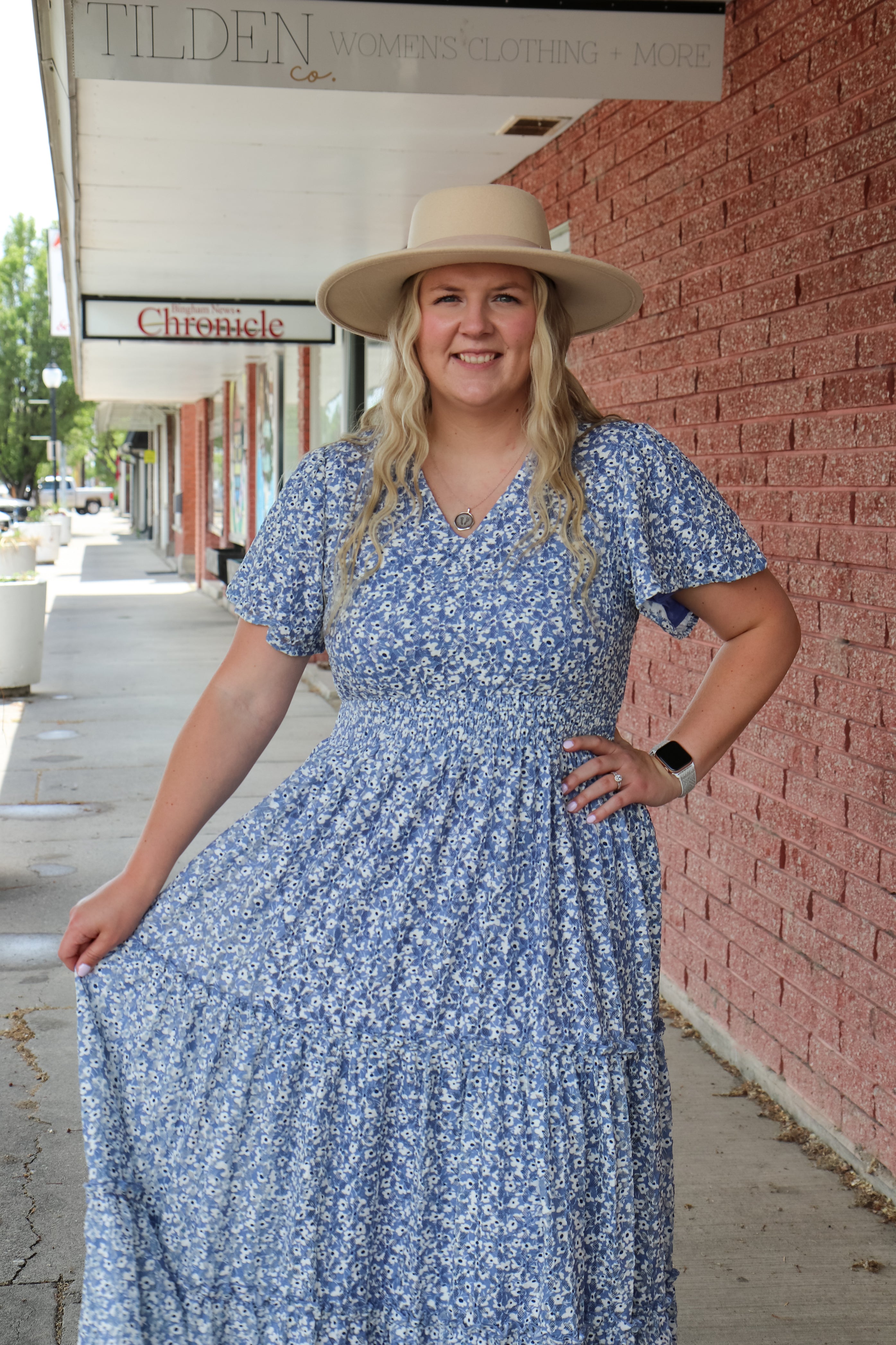The Eden Dress in Chambray Mist Dress Mikarose- Tilden Co.