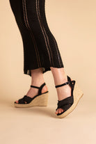 Elinor Wedge in Black Shoes Ave Shops- Tilden Co.
