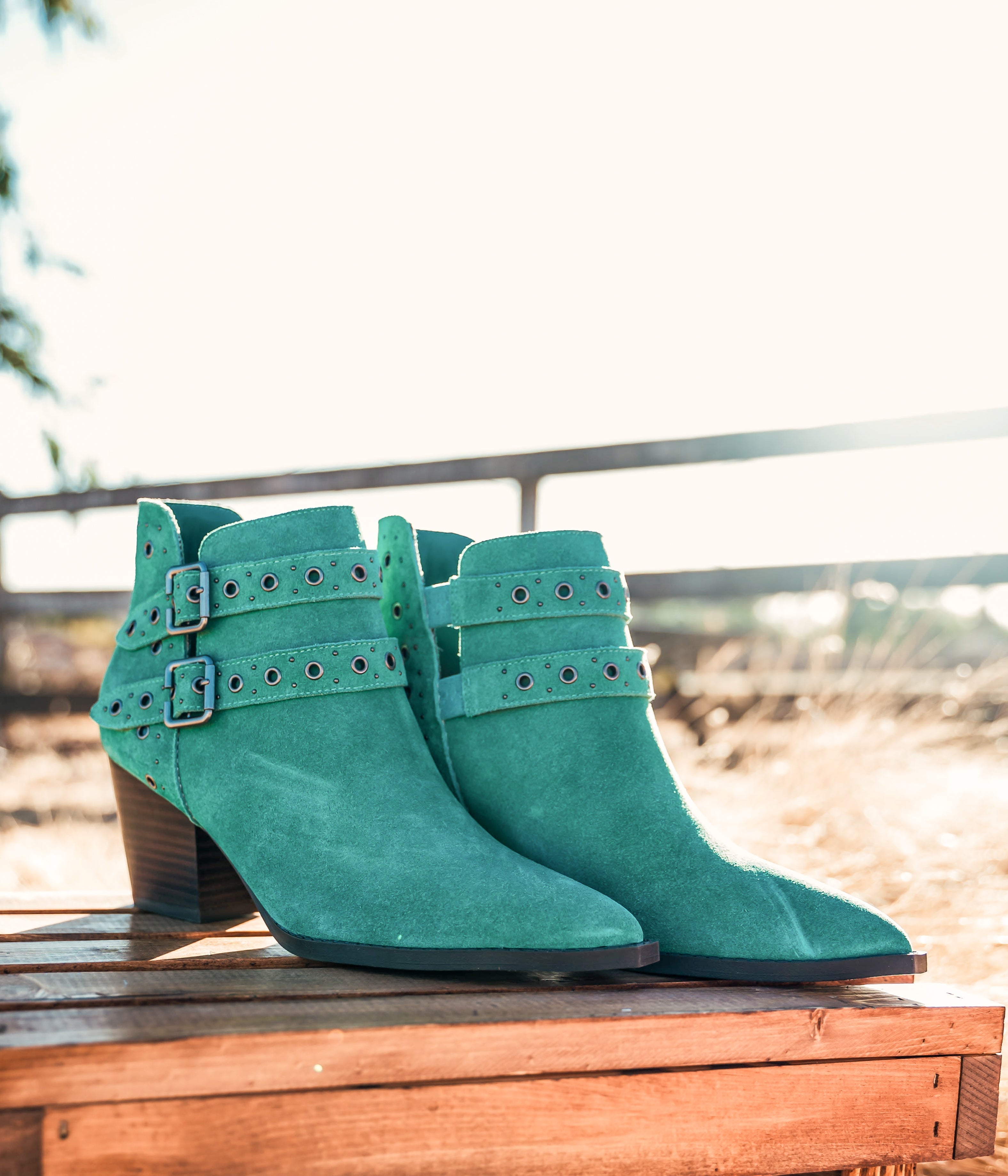 Elsa Leather Ankle Boot in Teal Shoes Ave Shops- Tilden Co.