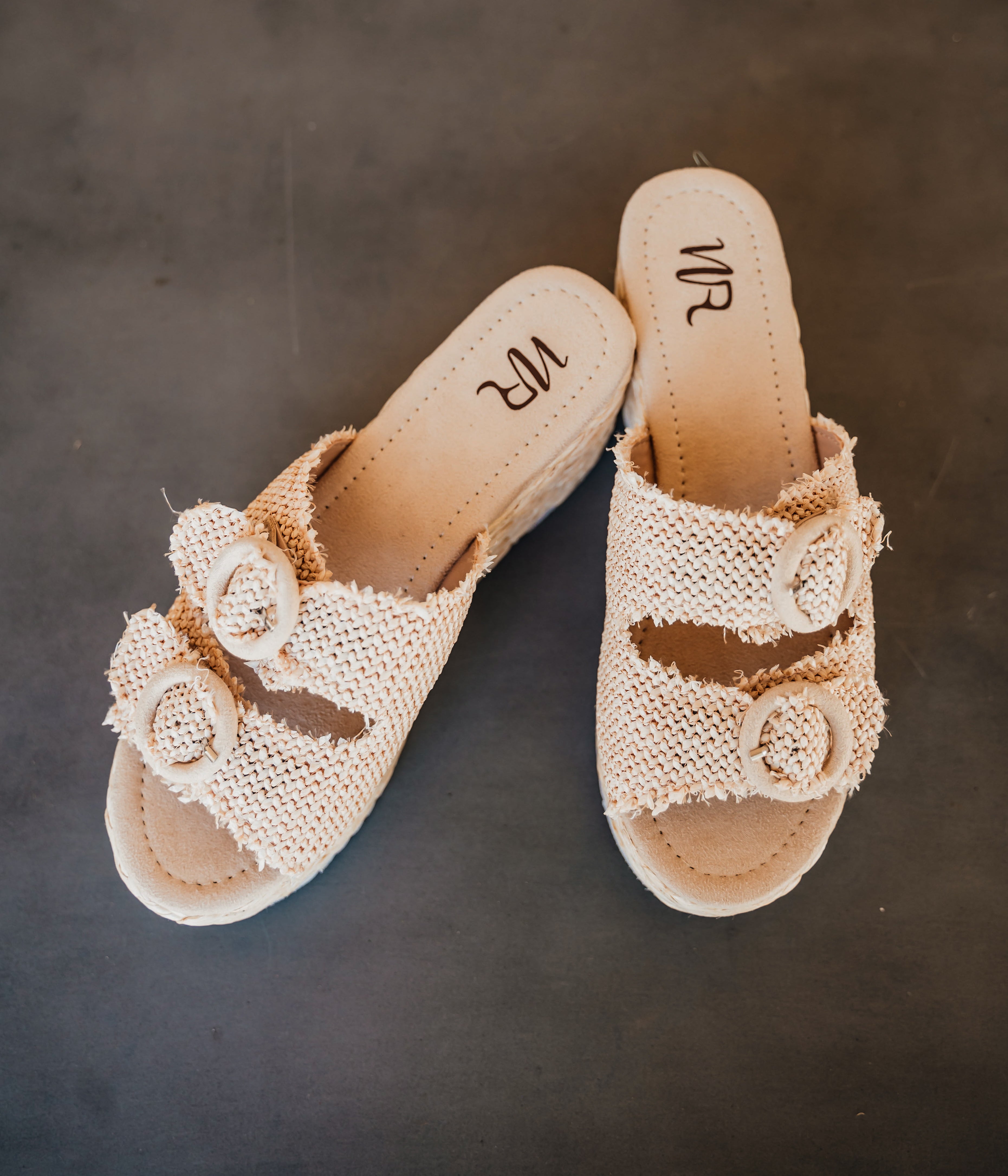 Eriwen Buckle Wedge in Cream 140 Wedges Naughty Monkey- Tilden Co.
