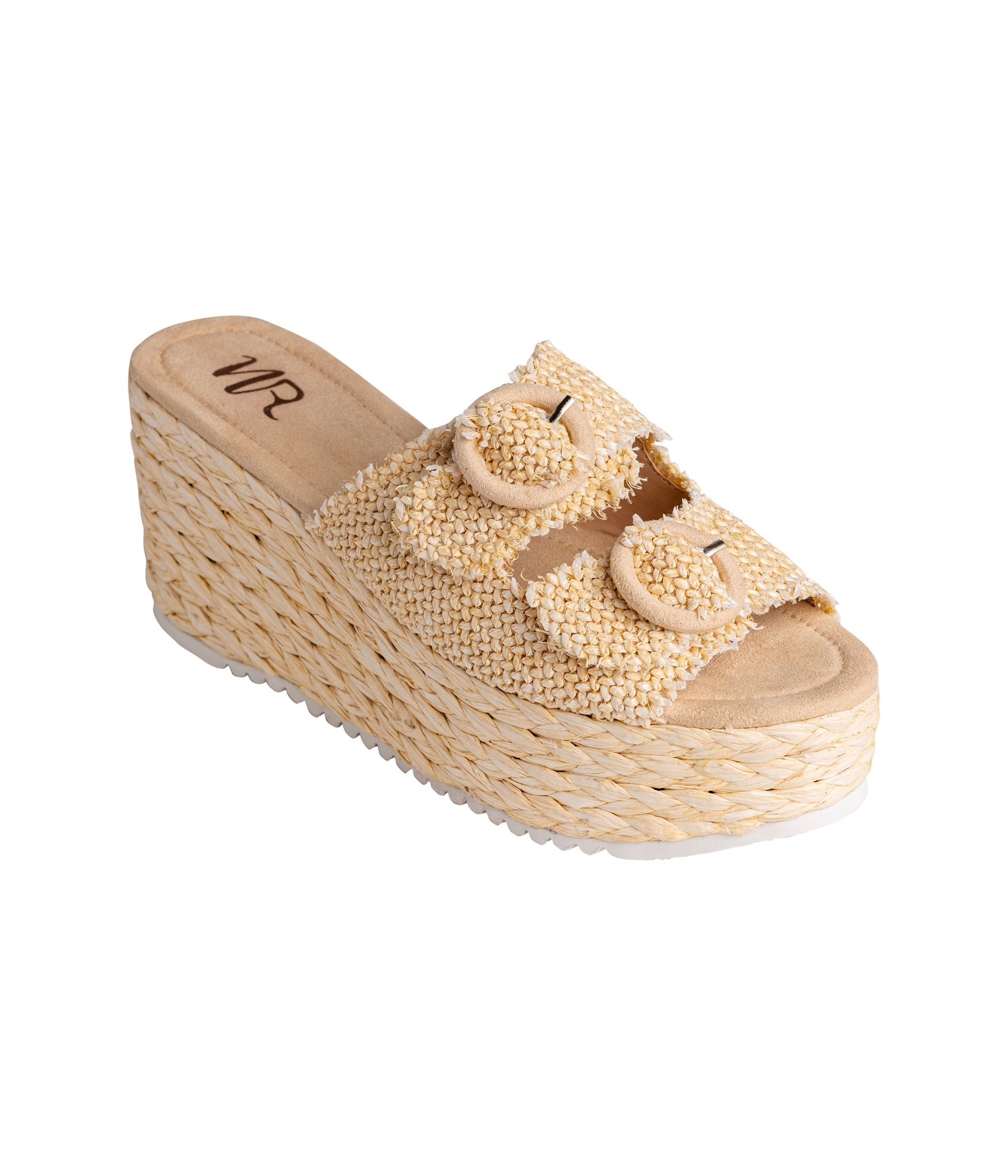 Eriwen Buckle Wedge in Cream 140 Wedges Naughty Monkey- Tilden Co.