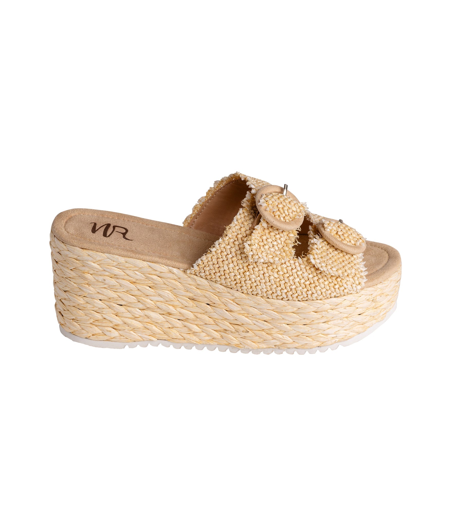 Eriwen Buckle Wedge in Cream 140 Wedges Naughty Monkey- Tilden Co.