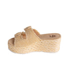Eriwen Buckle Wedge in Cream 140 Wedges Naughty Monkey- Tilden Co.