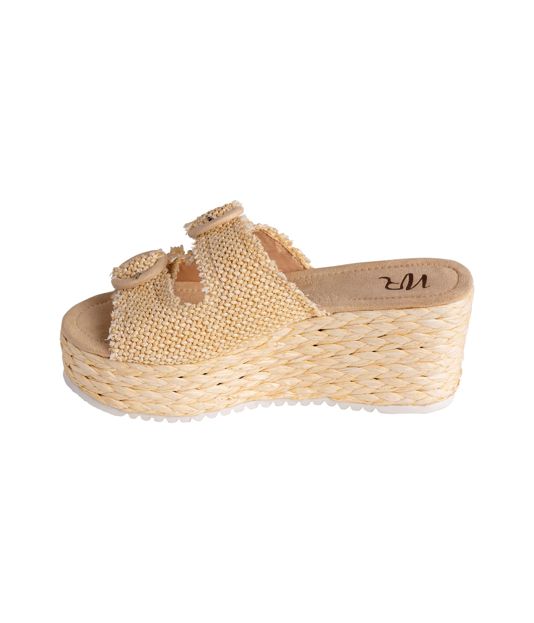 Eriwen Buckle Wedge in Cream 140 Wedges Naughty Monkey- Tilden Co.