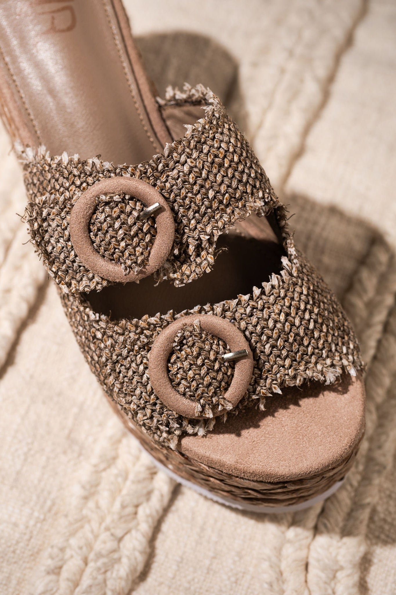 Eriwen Buckle Wedge in Taupe    Shoes Ave Shops- Tilden Co.