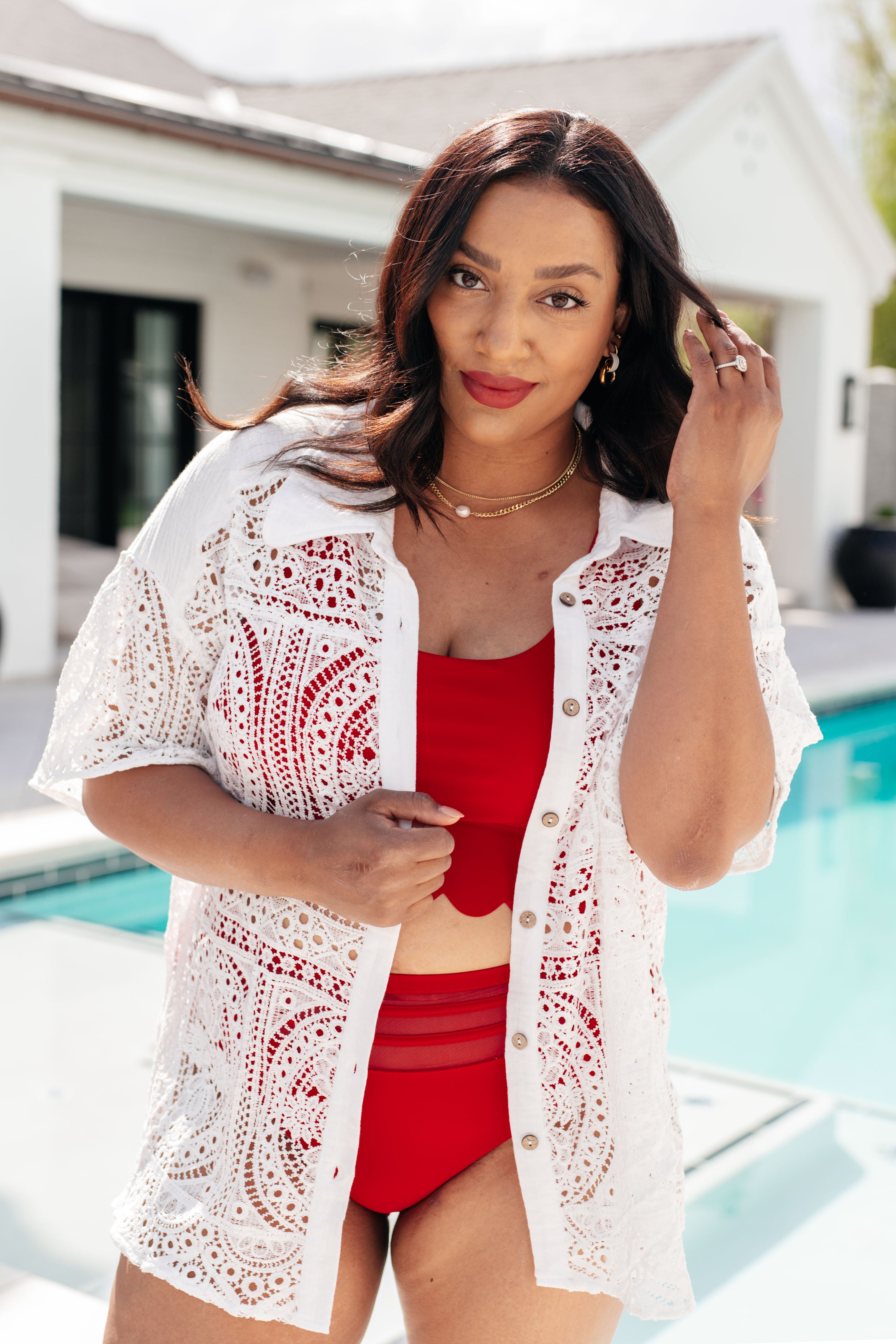 Tonga Scalloped Swim Top Swimwear Ave Shops- Tilden Co.