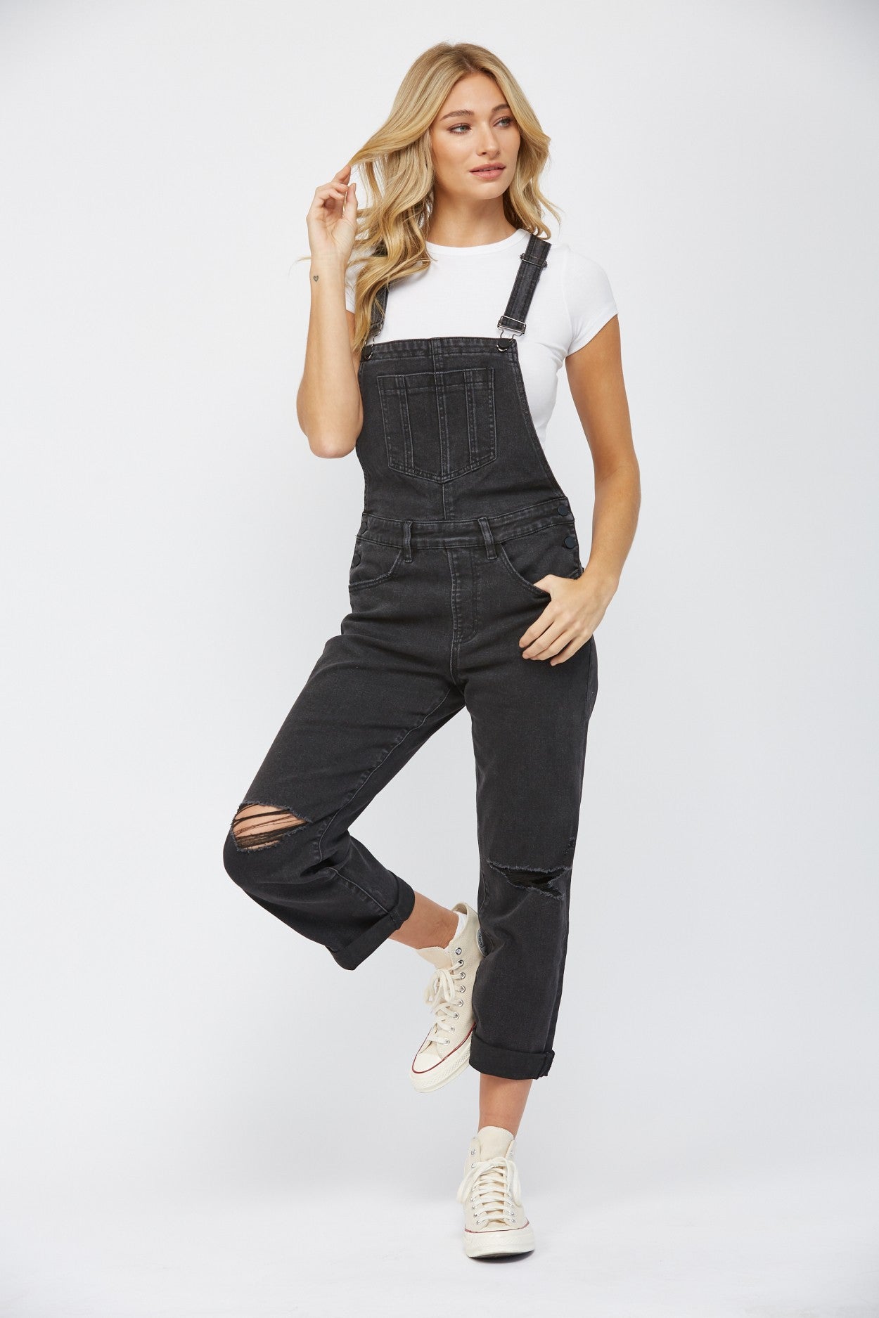 Stretch Boyfriend Overalls Jumpsuit Mica Denim- Tilden Co.