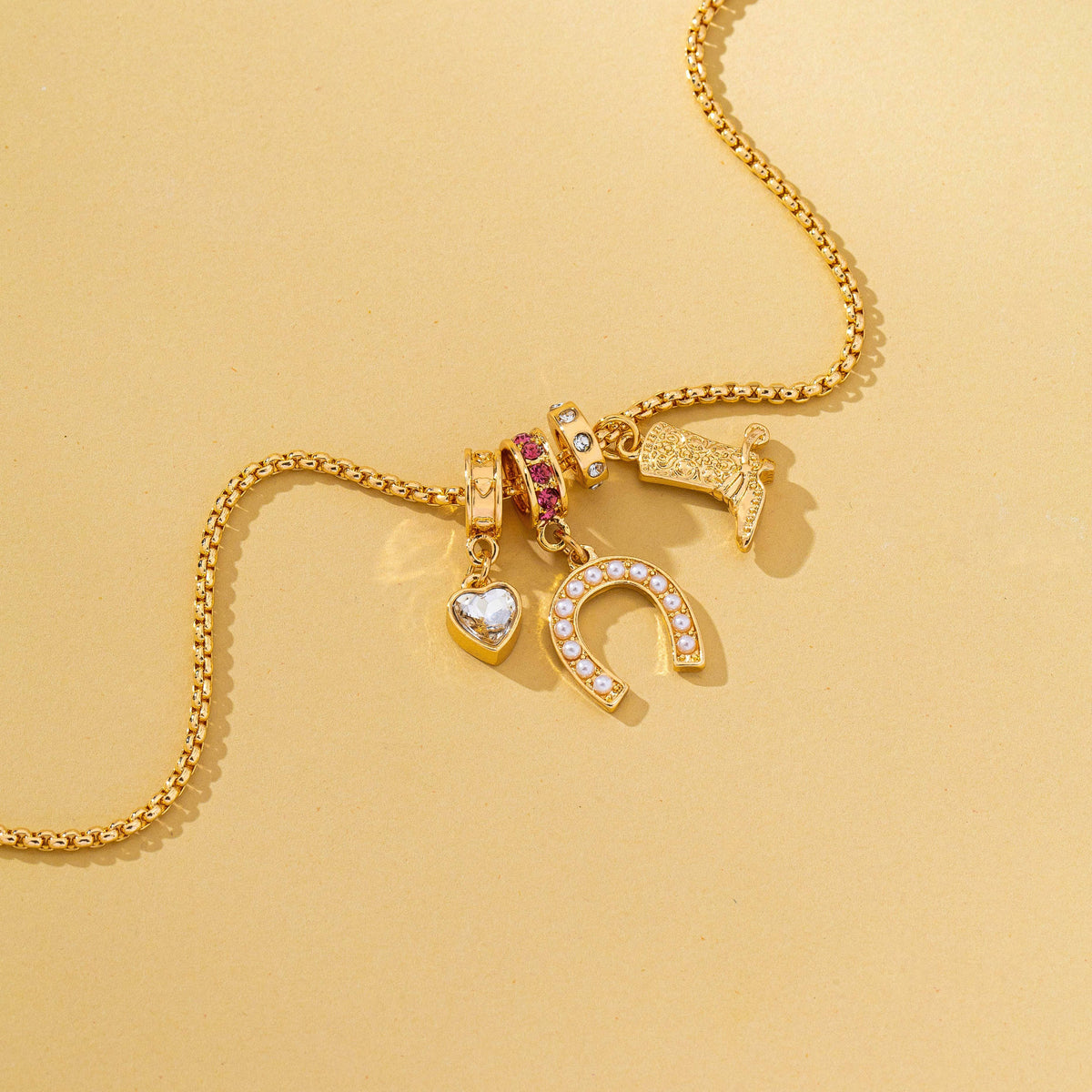 Western Rhinestone Horseshoe Charm Necklace | 80N93236 necklace JOSSLYN by wall to wall- Tilden Co.