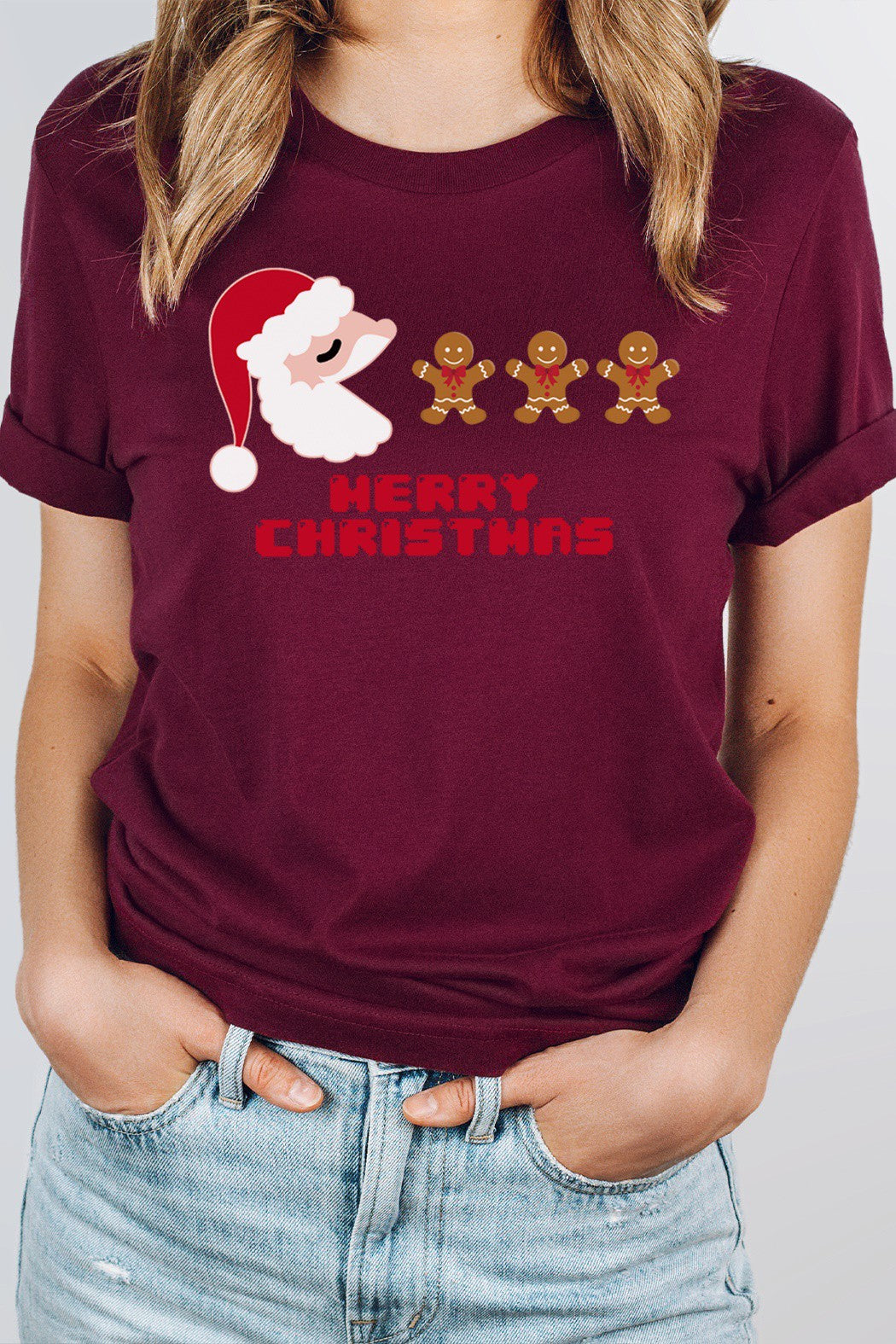 Santa Eating Gingerbread Men Christmas Graphic Tee - Final Sale (S-L Left) Graphic T-Shirt Kissed Apparel- Tilden Co.