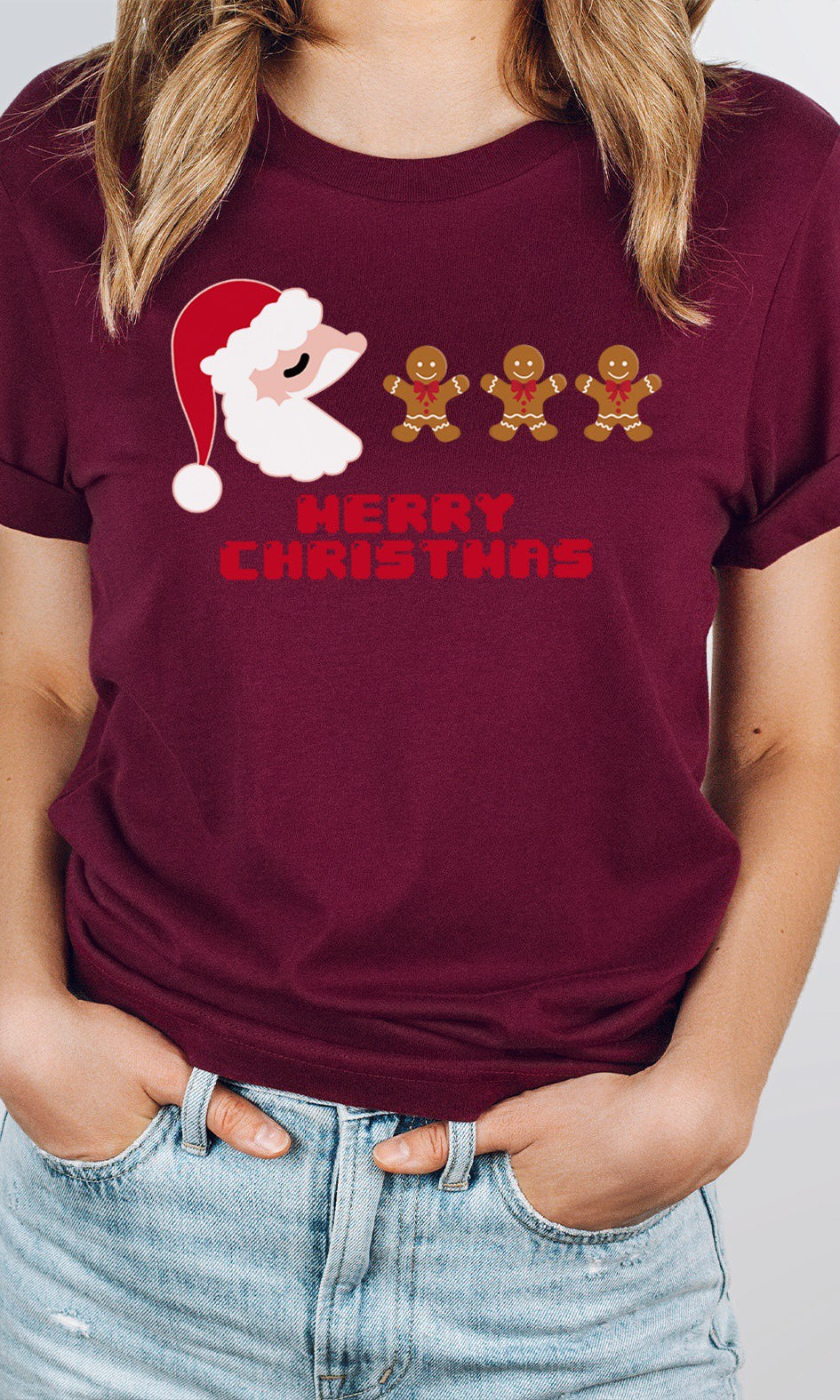 Santa Eating Gingerbread Men Christmas Graphic Tee - Final Sale    Shirts & Tops Kissed Apparel- Tilden Co.