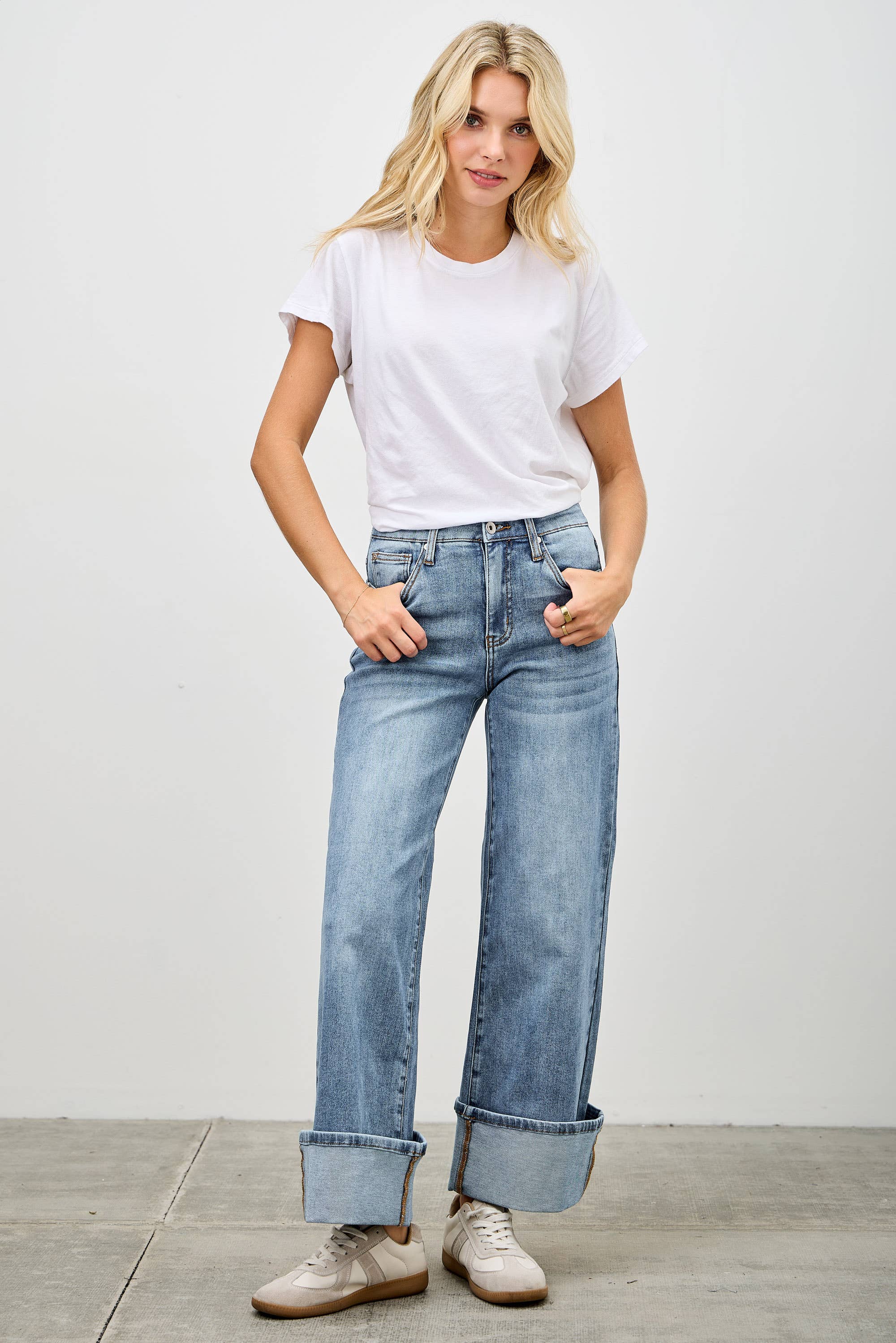 Mid Rise Cuffed Jeans Jeans SAIGE DENIM- Tilden Co.