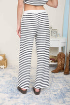 Textured Stripe Wide Leg Lounge Pants Black / Small Black Small Lounge Pants Blu Pepper- Tilden Co.