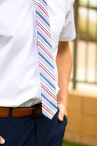Pitcher – Textured Red White and Blue Striped Tie necktie Tough Apparel- Tilden Co.