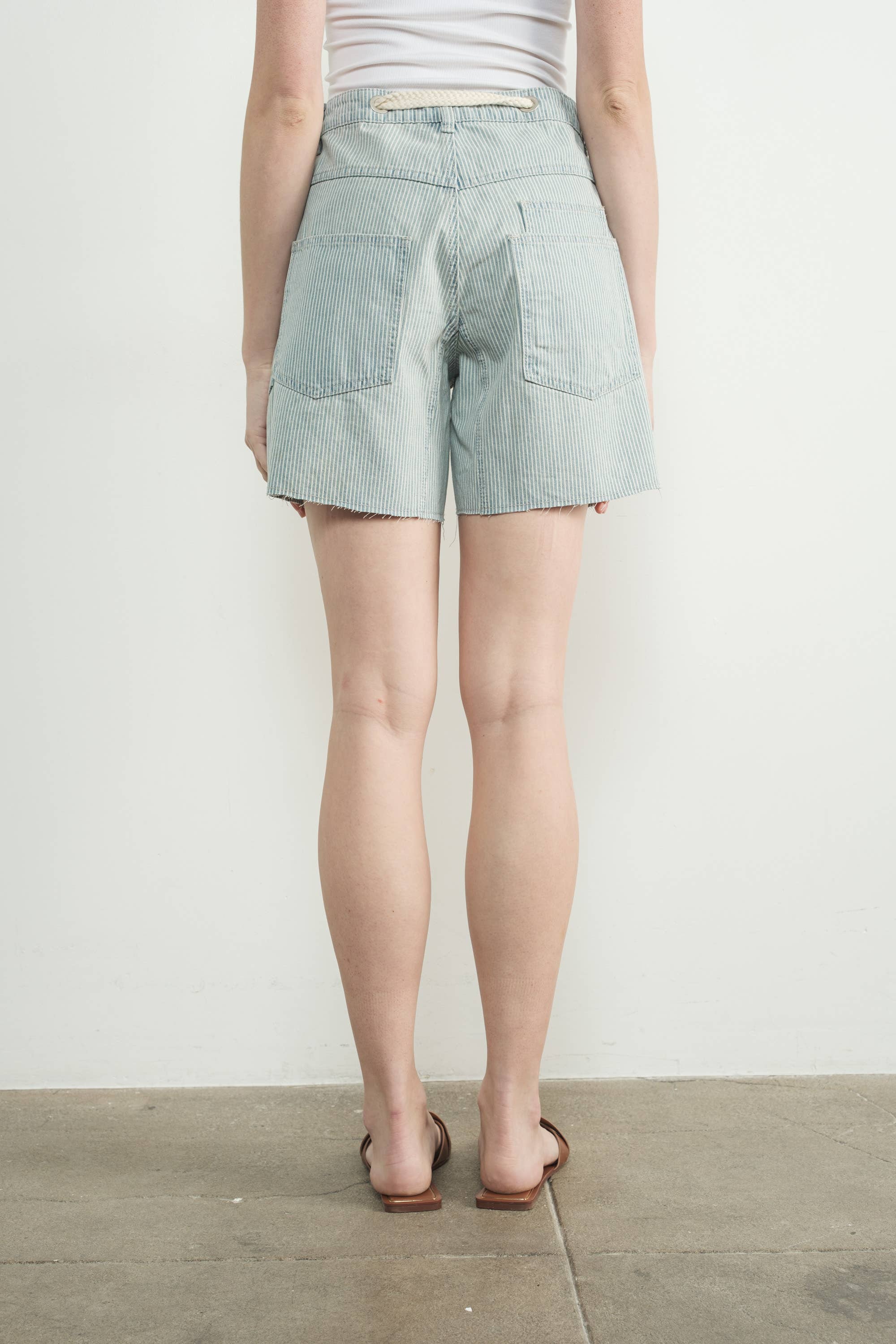 Corded Vintage Stripe Denim Shorts Aaron & Amber- Tilden Co.