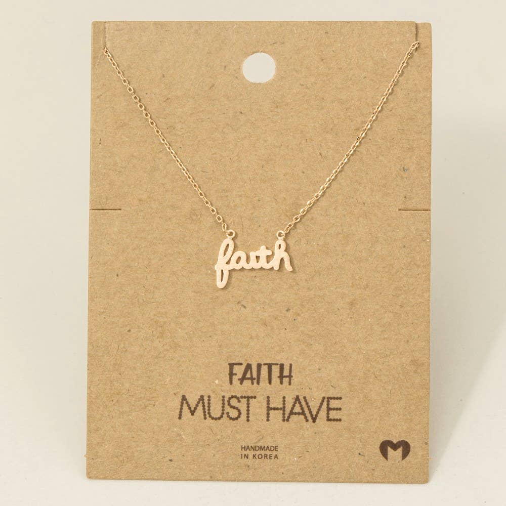 Rose Gold Faith Necklace Necklace Fame Accessories- Tilden Co.