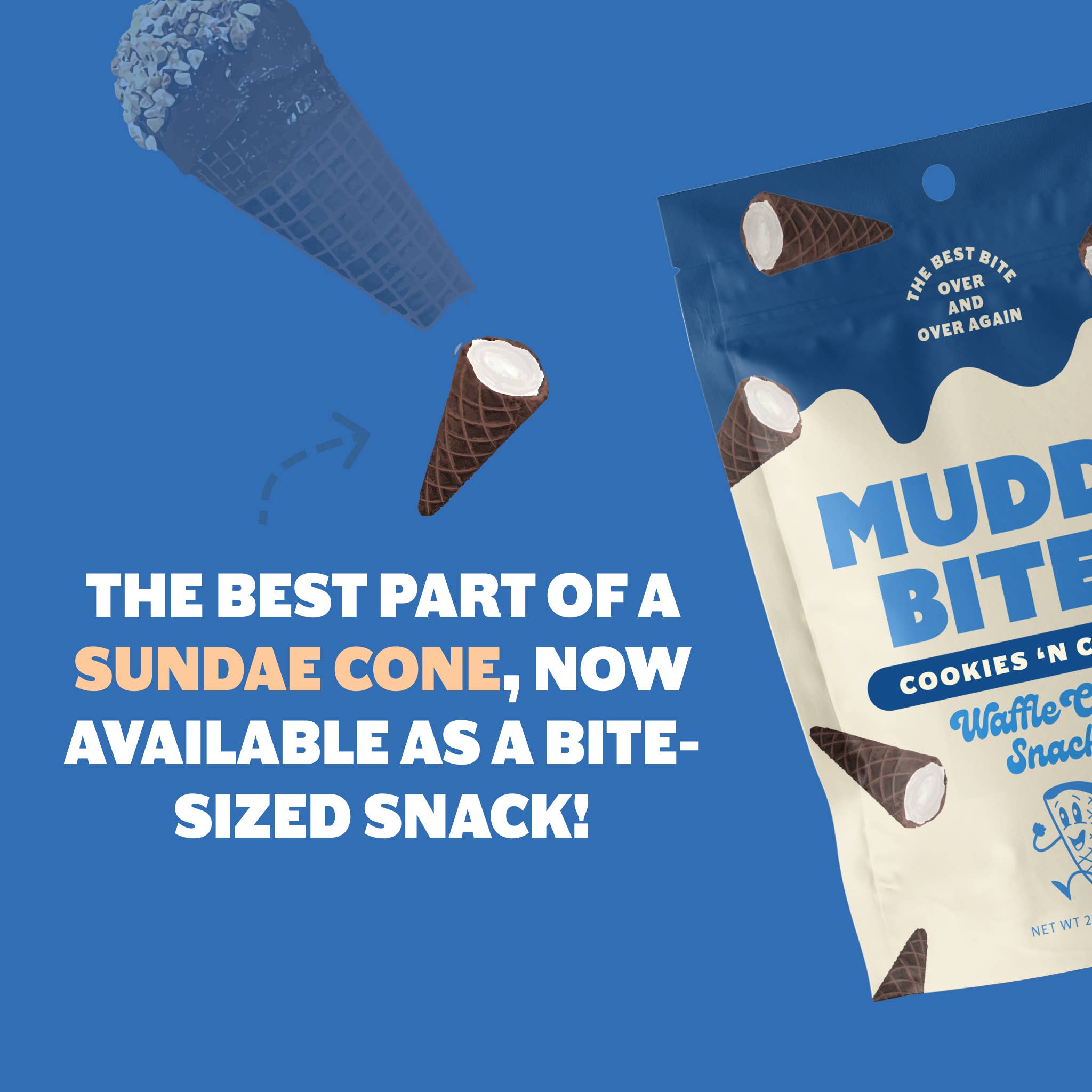 Cookies 'N Cream Waffle Cones Snacks Muddy Bites- Tilden Co.