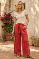 Red Mineral Washed Cargo Pants Small Small Casual Pants Sewn and Seen- Tilden Co.