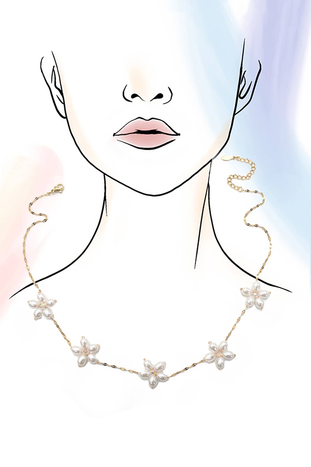 18K STAINLESS STEEL TARNISH PEARL FLOWER NECKLACE | 40NK9417 necklace JOSSLYN by wall to wall- Tilden Co.