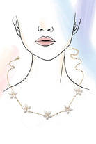 18K STAINLESS STEEL TARNISH PEARL FLOWER NECKLACE | 40NK9417 necklace JOSSLYN by wall to wall- Tilden Co.