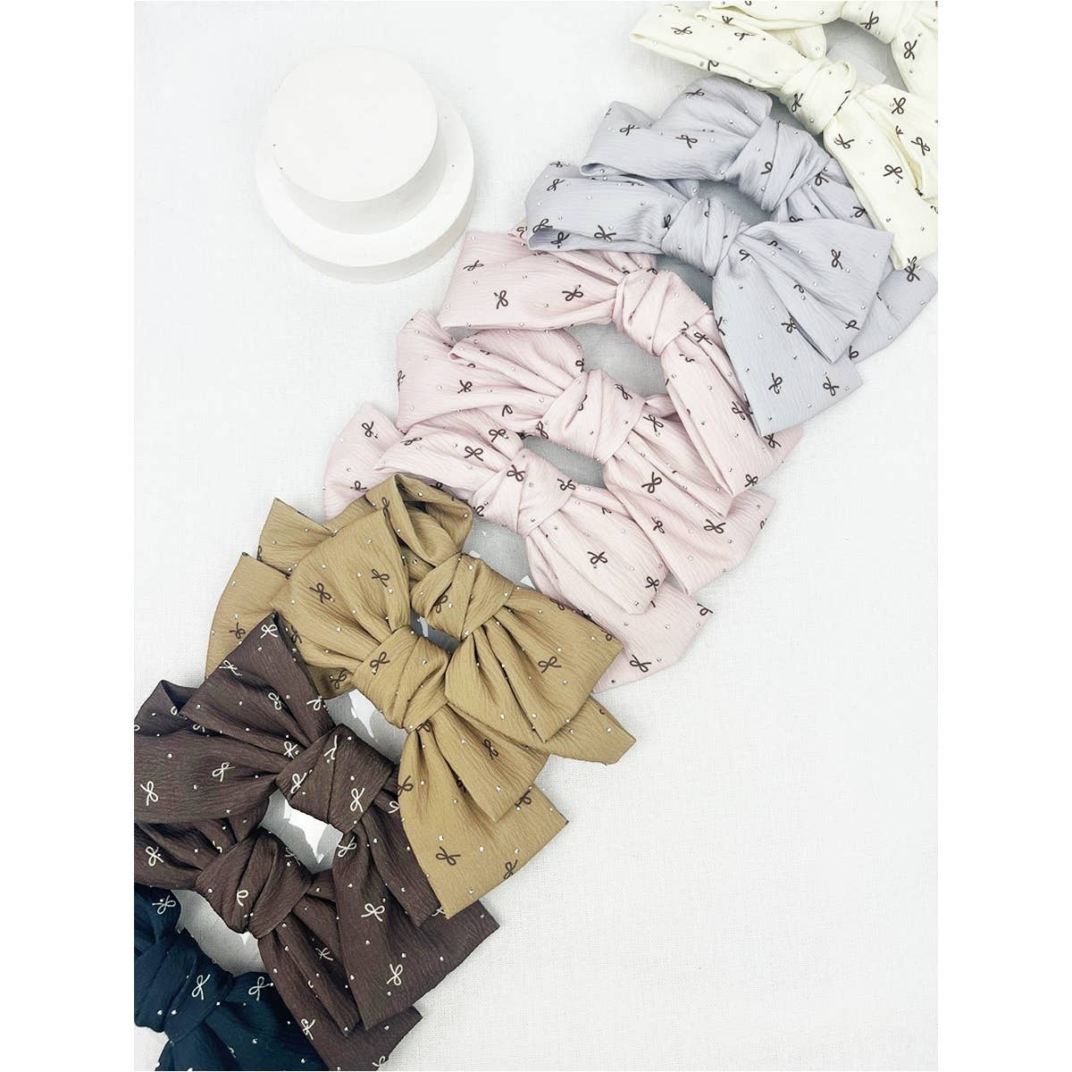 Bow Print Double Layered Bow Clips Love and Repeat- Tilden Co.
