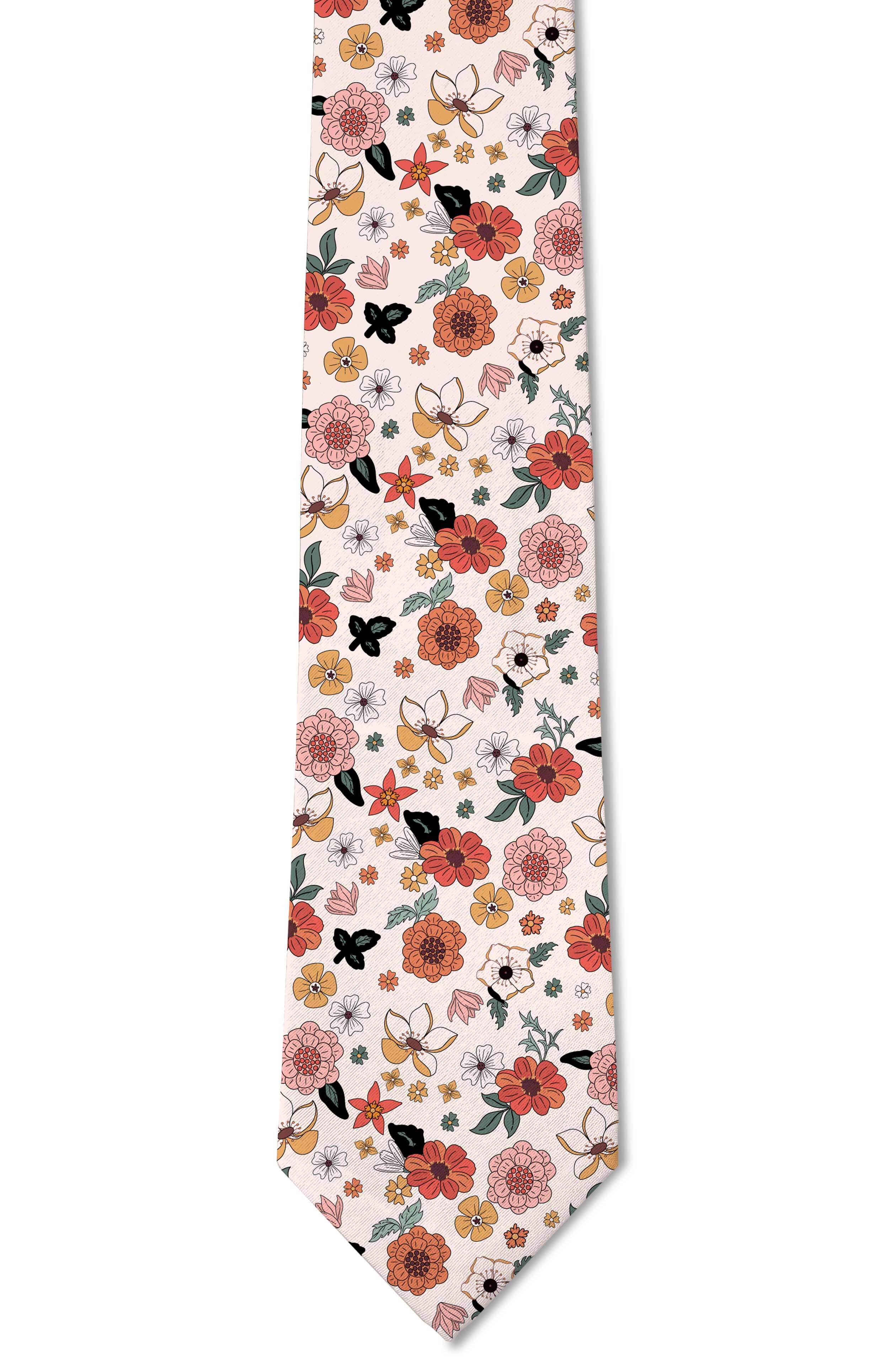 Alice - Vintage White Floral Tie necktie Tough Apparel- Tilden Co.