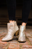Fiera Glitter Booties in Gold 110 Fashion Boots Naughty Monkey- Tilden Co.