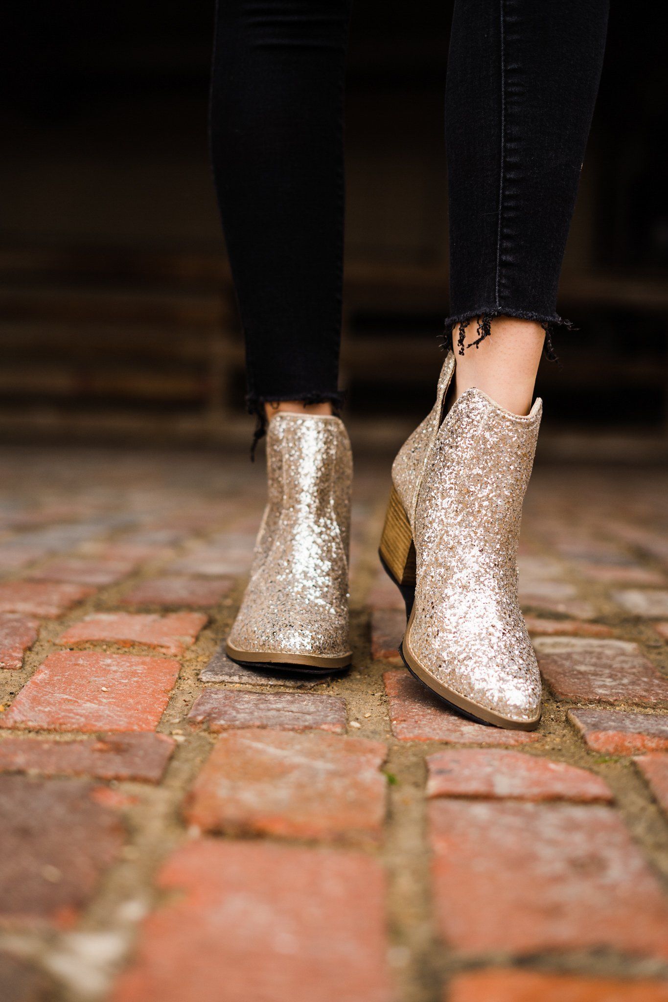 Fiera Glitter Booties in Gold 110 Fashion Boots Naughty Monkey- Tilden Co.
