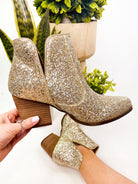 Fiera Glitter Booties in Gold 110 Fashion Boots Naughty Monkey- Tilden Co.