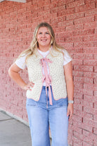 Tie Front Quilted Ditsy Floral Vest Top Vest so me- Tilden Co.