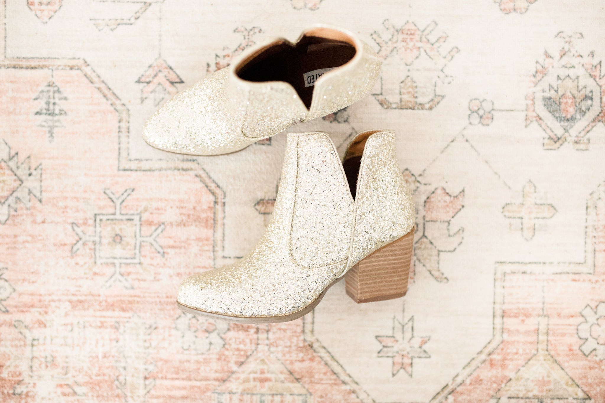 Fiera Glitter Booties in Gold 110 Fashion Boots Naughty Monkey- Tilden Co.