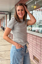 Pointelle Top in Heather Lake T-Shirt Mikarose- Tilden Co.