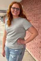 Pointelle Top in Heather Lake T-Shirt Mikarose- Tilden Co.
