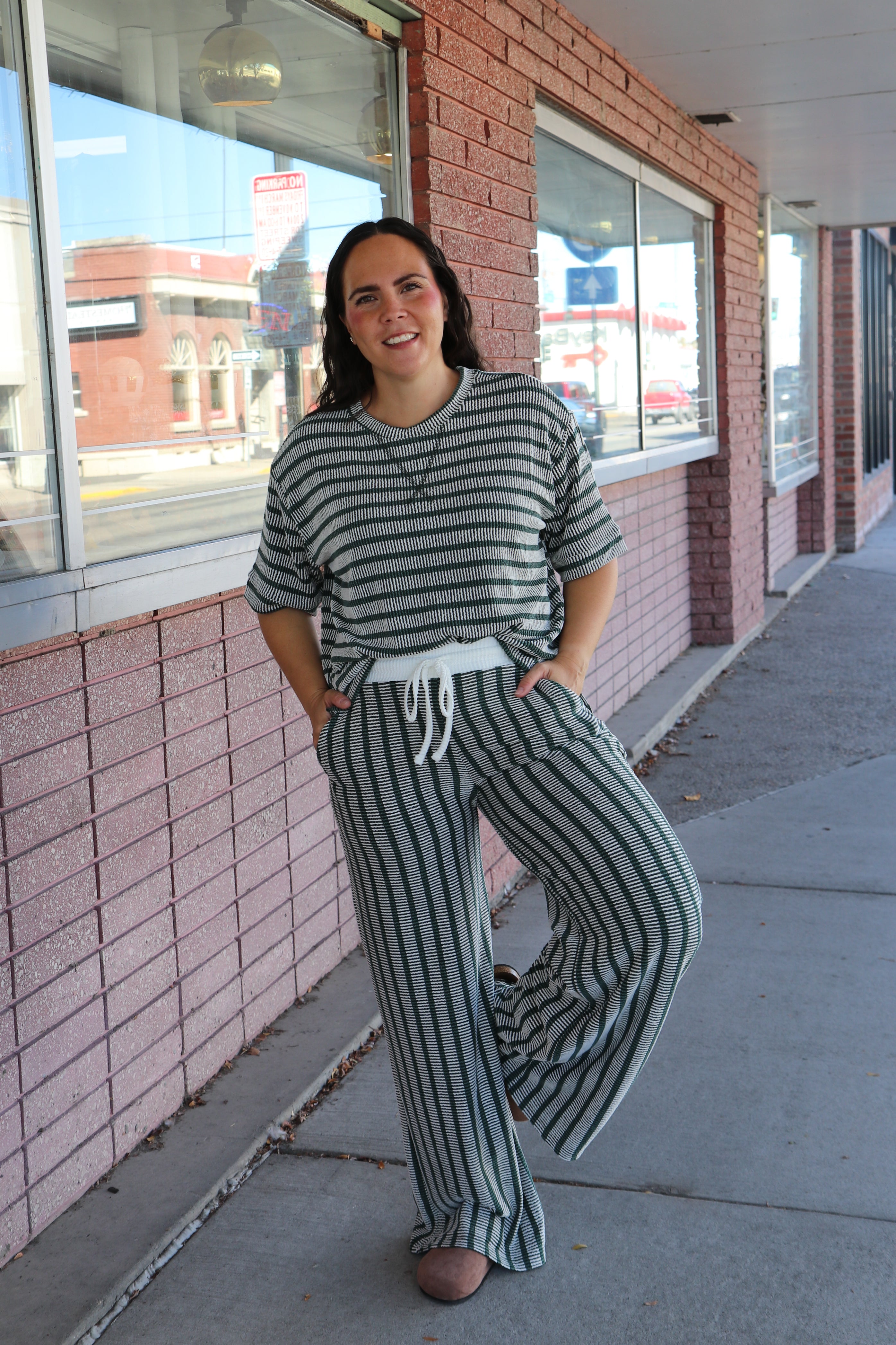 Everyday Stripe Ribbed Pants Casual Pants Zenana- Tilden Co.